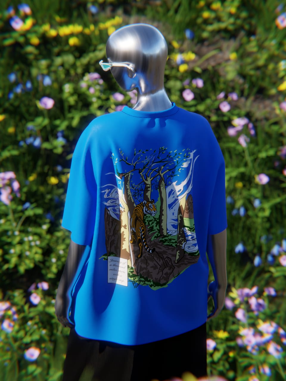 Tiger Trail Oversized Graphic T-Shirt – Royal Blue